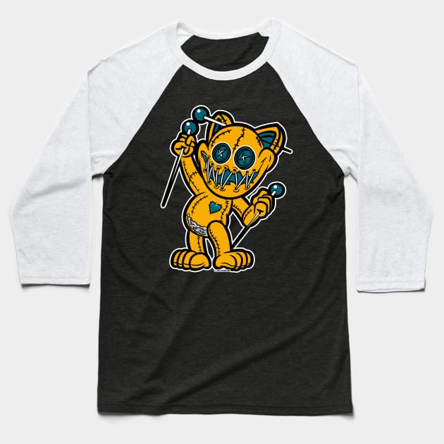 Happy VooDoo Kitty Cat Doll Jacksonville Colors Baseball T-Shirt by eShirtLabs